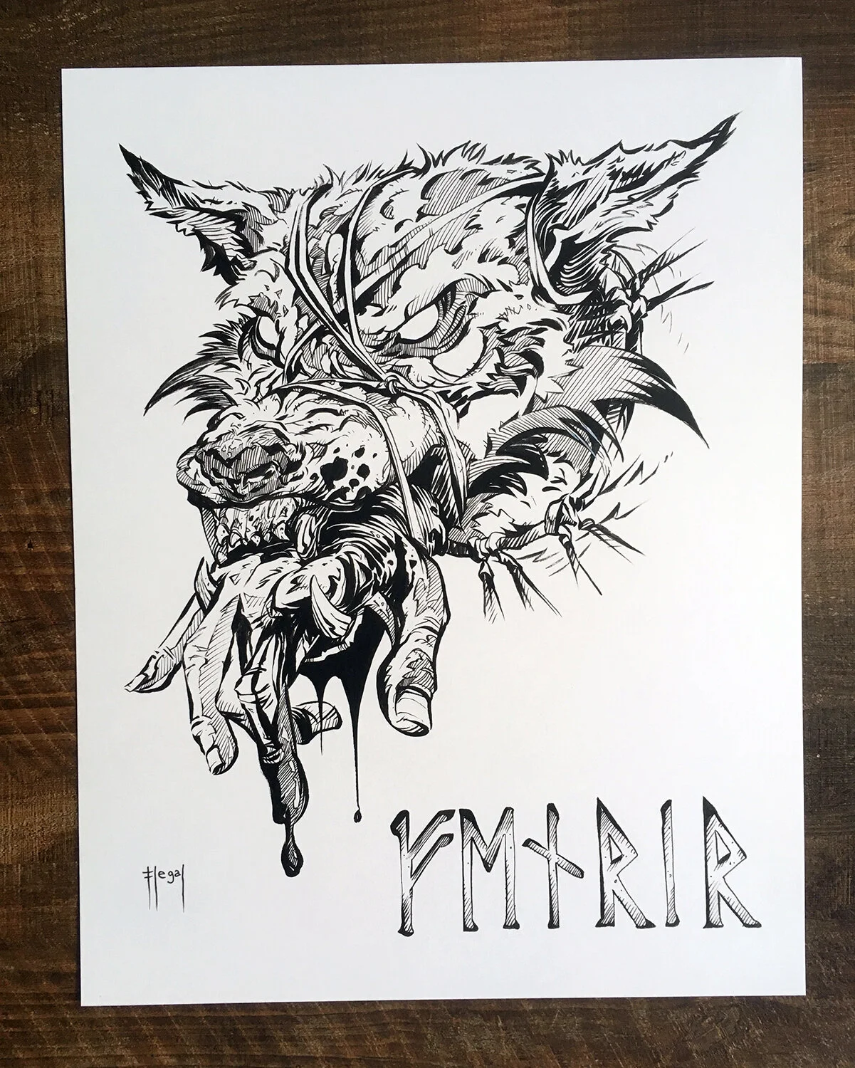 Fenris Wolf - Original Ink Drawing