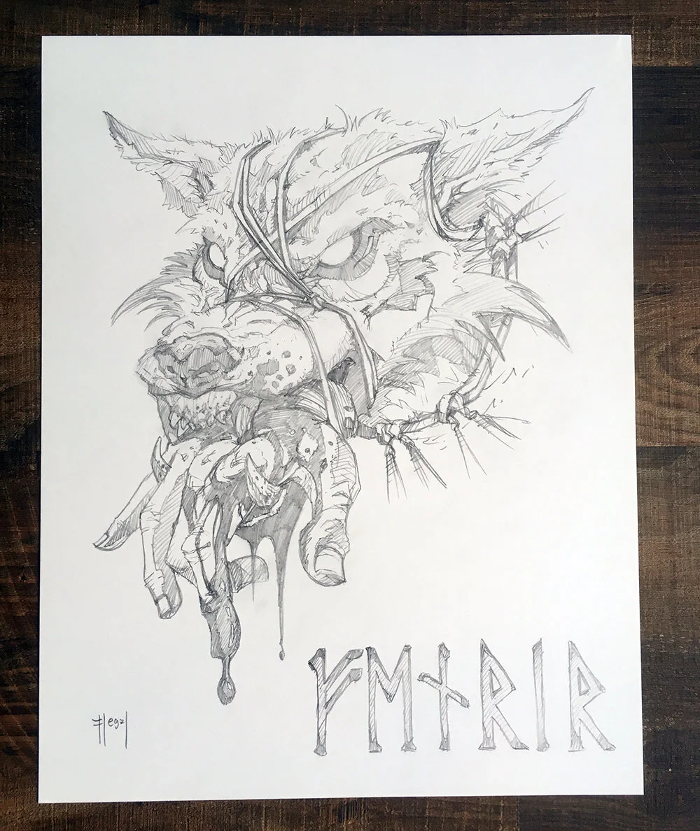 Fenris Wolf - Original Pencil Drawing