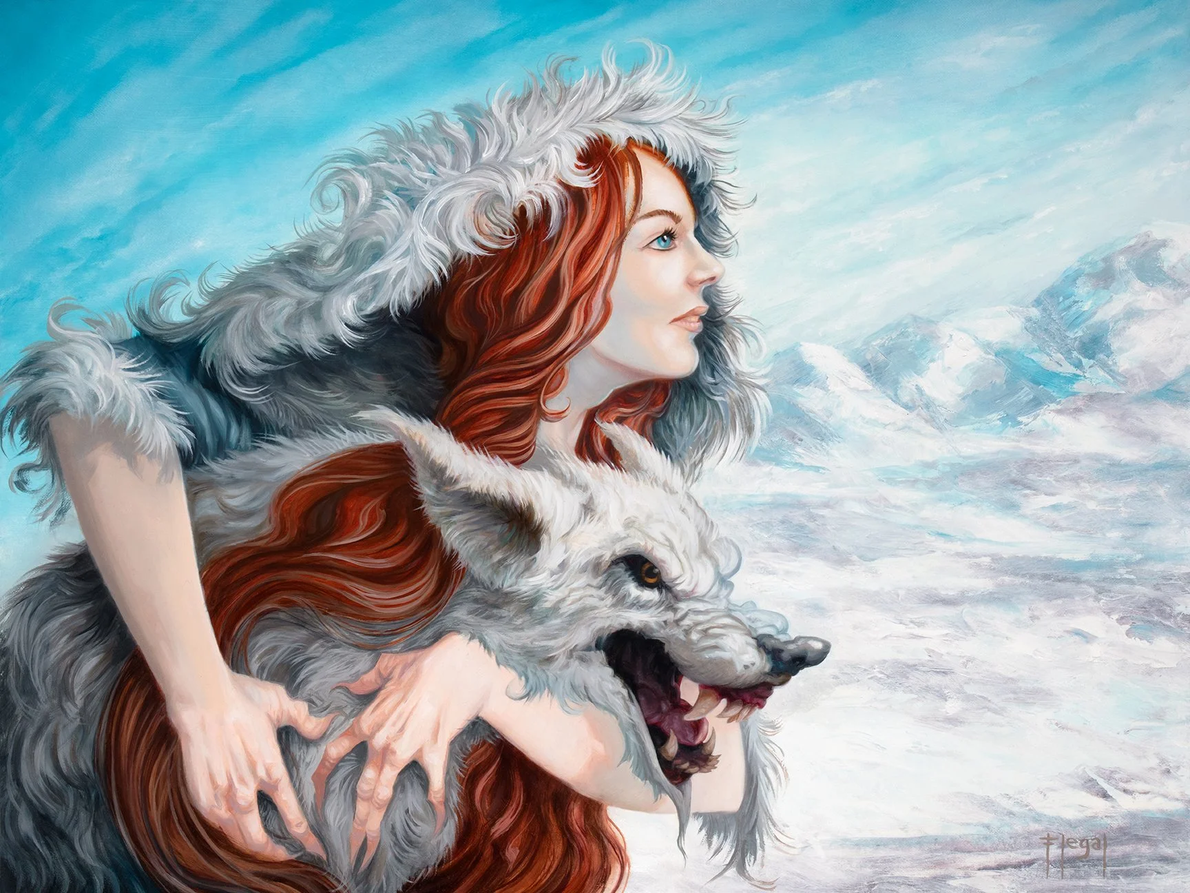 Skadi's Winter Gaze - Original Oil Painting