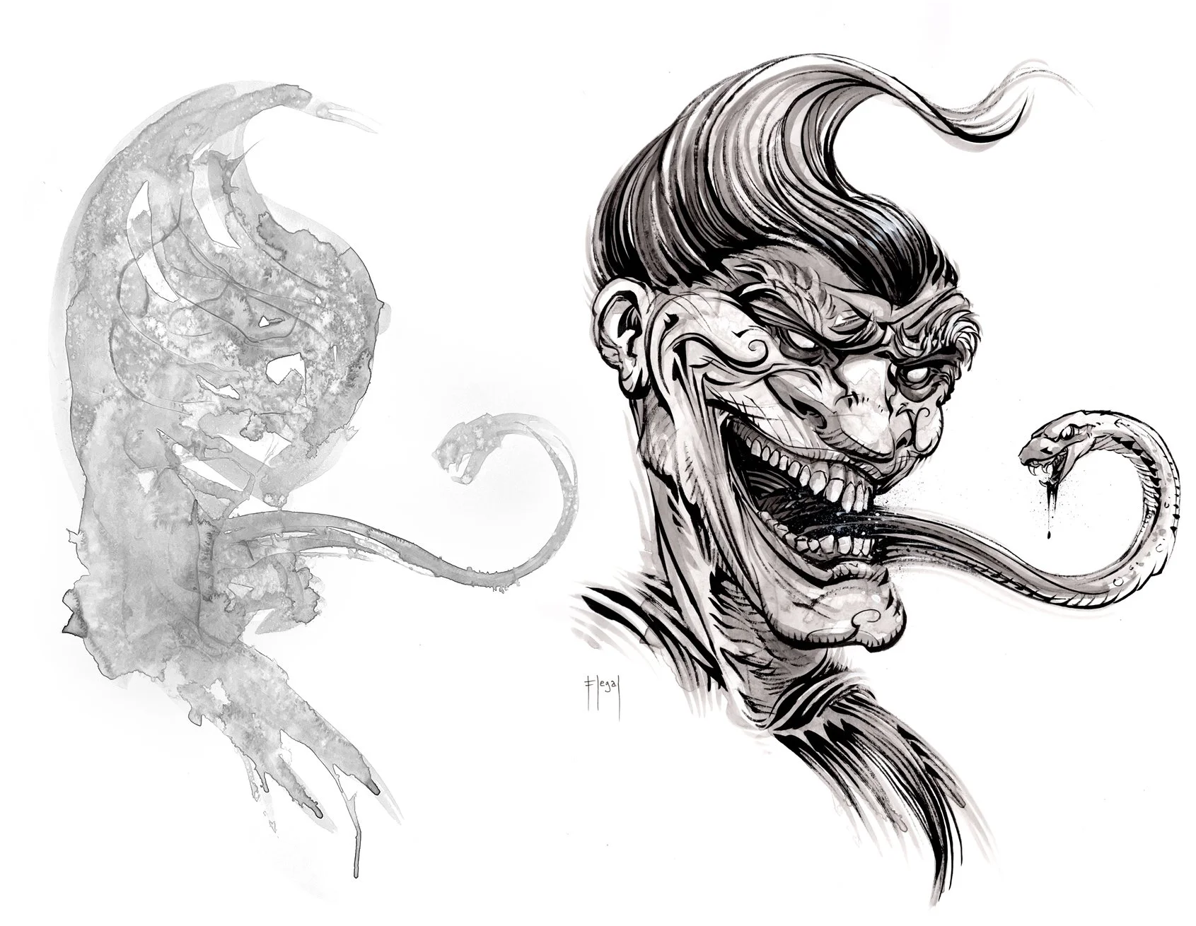 Lokasenna Drawing Ink Blobs Side by Side