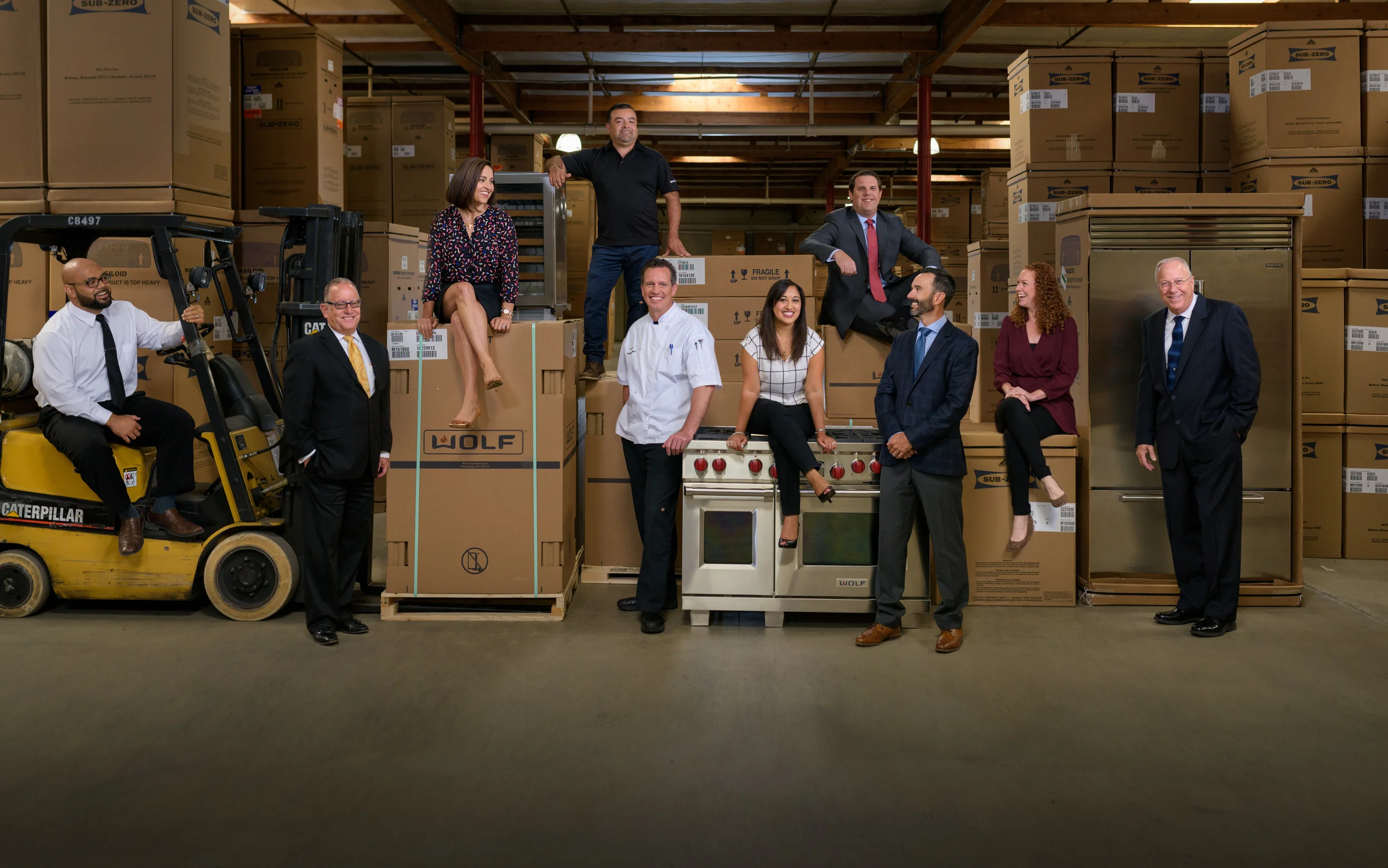 Final photoshop composite image of 10 business executives after hundreds of individually lit photos. 