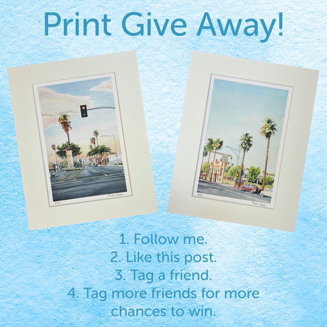 Thank you for supporting my artwork! Help me spread the word by tagging someone who loves art, California, or Anaheim, for your chance to win this signed, numbered, and matted limited edition giclee print complete with certificate of authenticity! I&