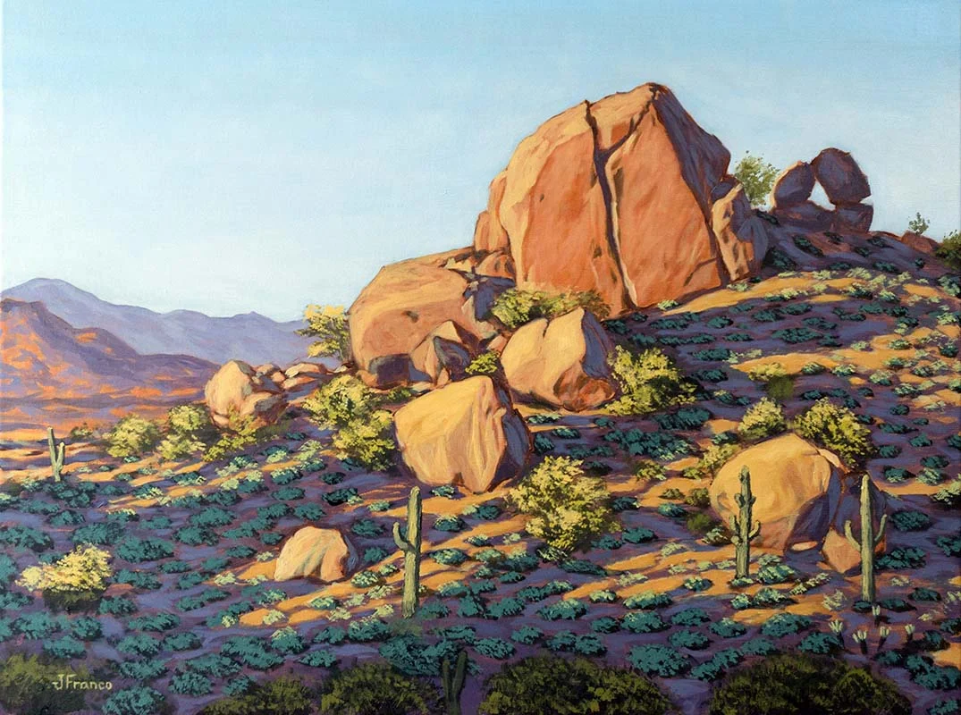 Boulders by Pinnacle Peak, 24x18in, Oil on Linen