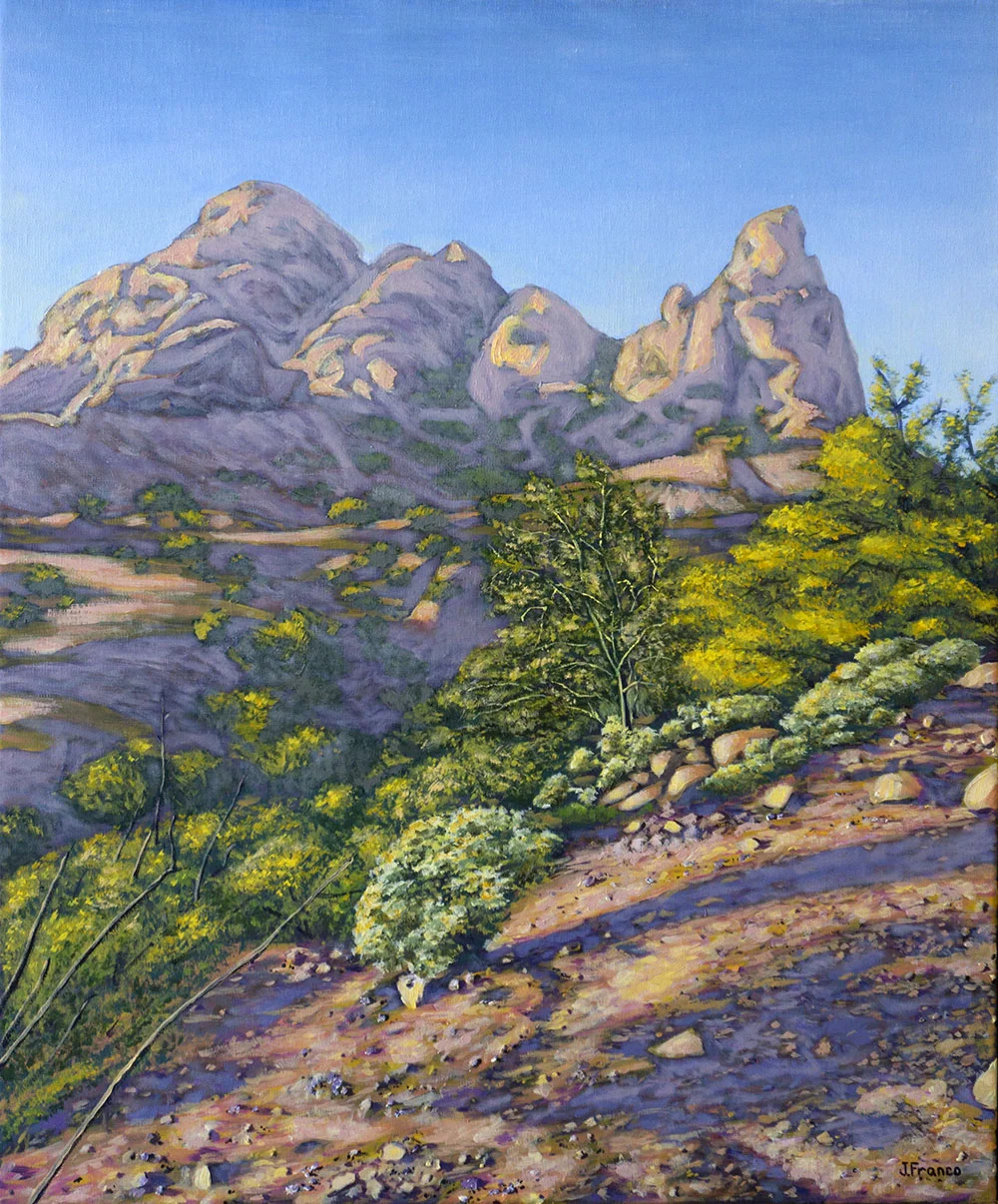 Papago Park in Sun's Fading Light, 20x24in, Oil on Linen