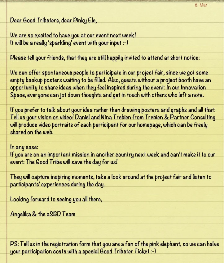 We got a letter from Austrian Social Business Day - with Pinky Ele discount!