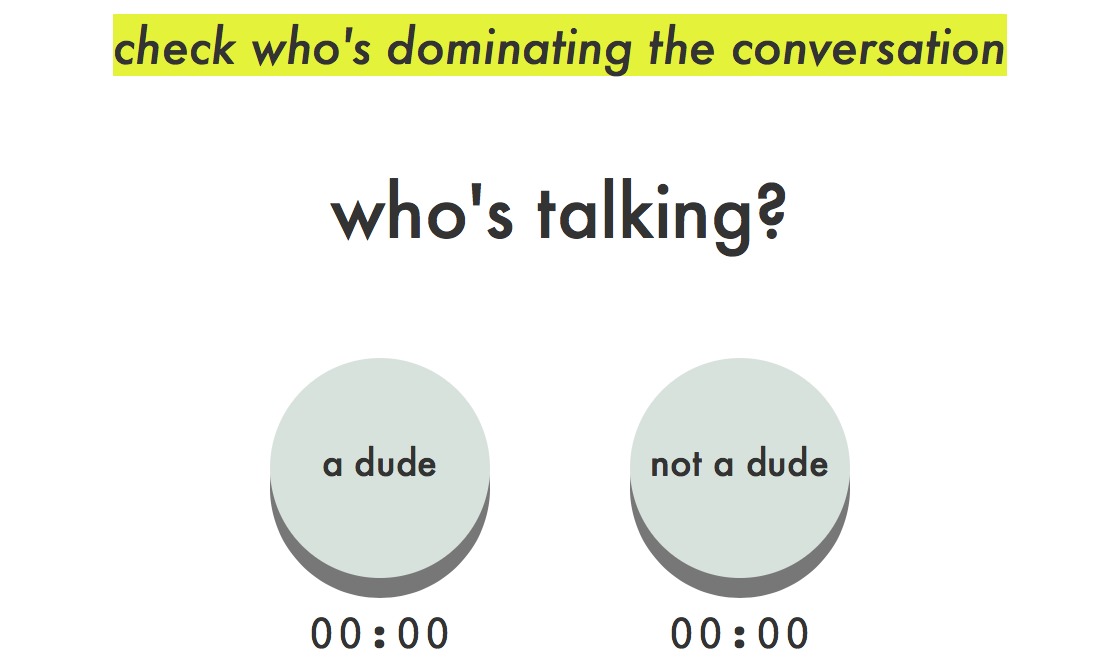 Check who's taking up more of the space , a dude or not a dude. By Cathy Deng .