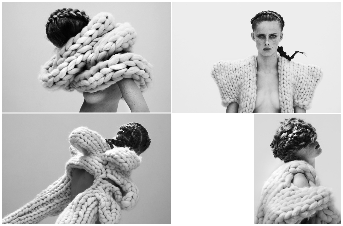 Nanna van Bladeren - Stricken Während ihres Studiums in Modedesign entdeckte Nanna van Bladeren die Technik des Strickens für sich, egal ob es sich dabei um expressiveStrickkollektionen oder um Maschinengestricktes aus dem Interior oder Modebereich handelte. In ihren Arbeiten "More or less" spielt sie mit sehr skulptural anmutenden Strickgebilden. Inspiriert wird sie durch organische Formen, die Tierwelt und die Natur.