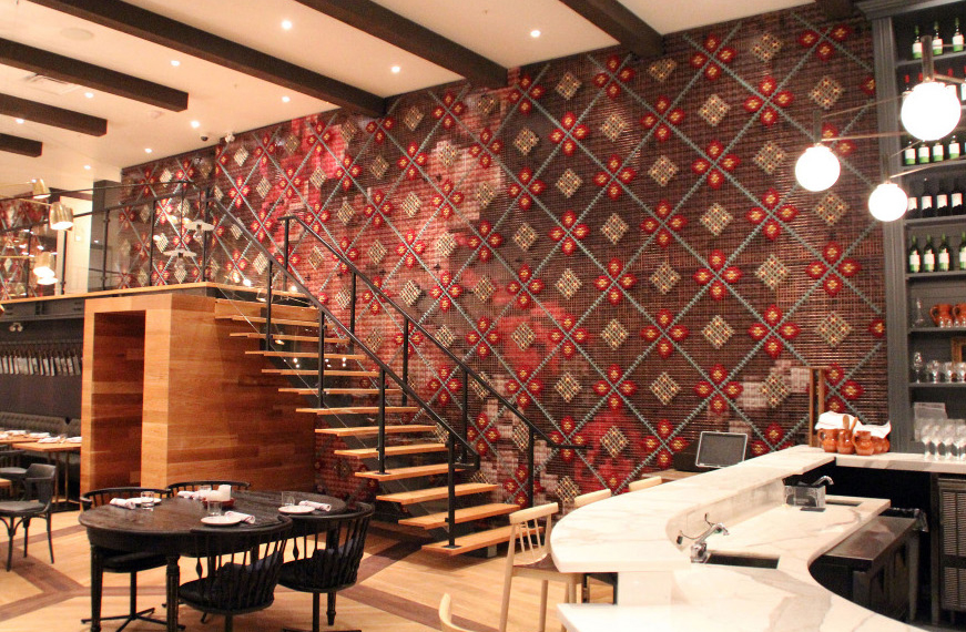 Kreuzstich Wand im Patria Restaurant, Toronto
