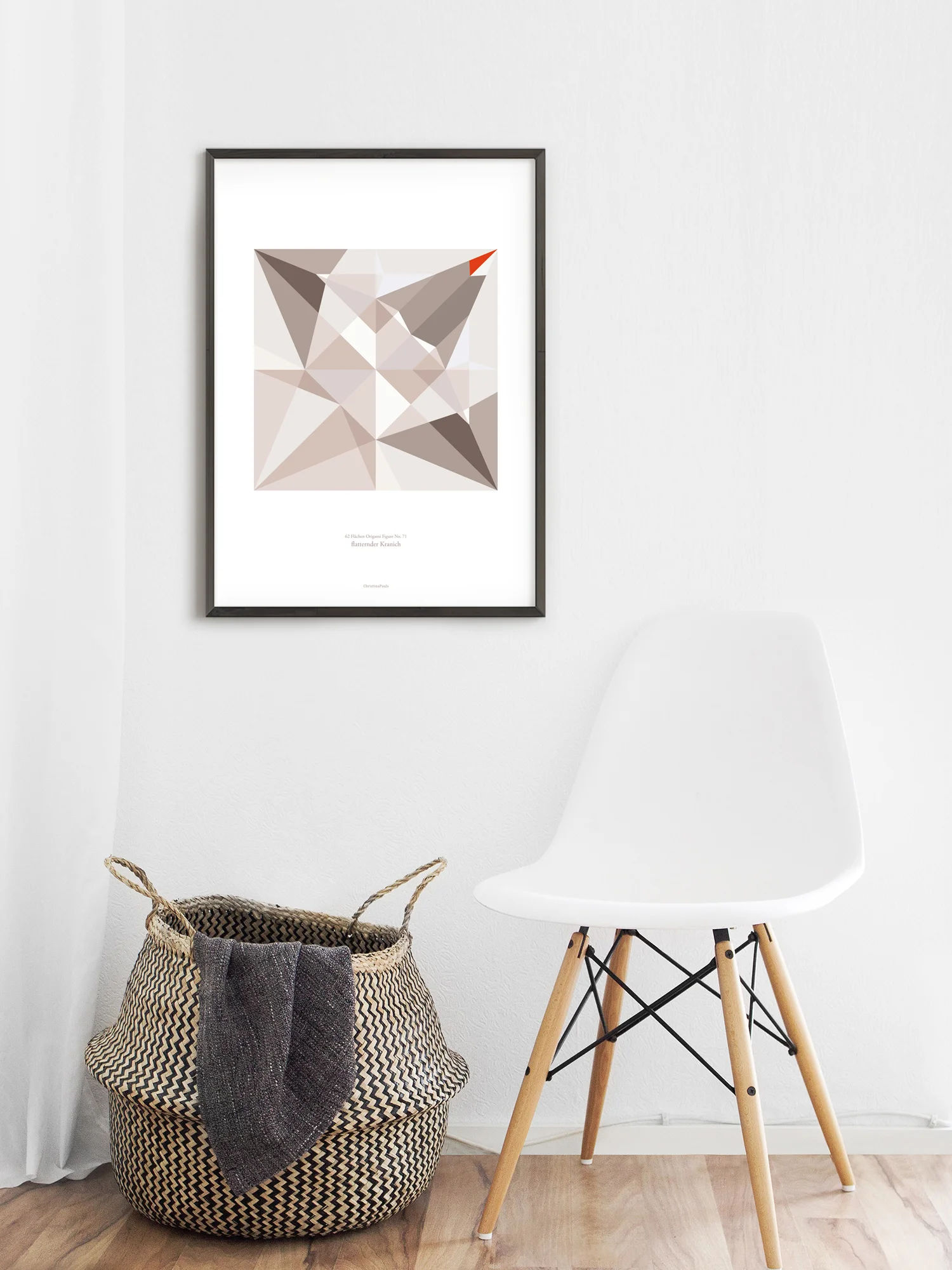 Origami Print Kranich, mehrfarbig