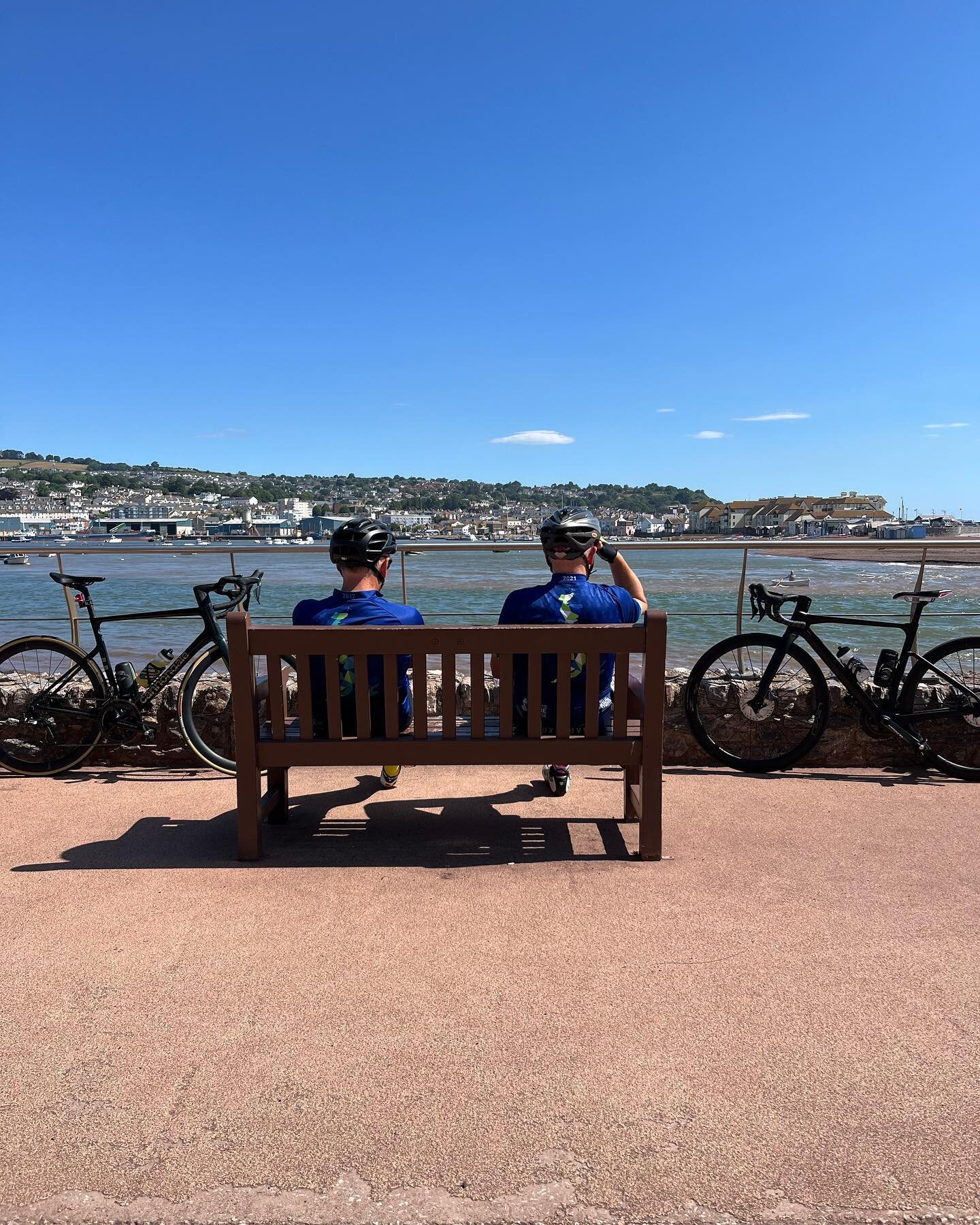 Rest and recovery, Steve and Perry enjoying the view in Shaldon post the Dartmoor Classic. 

#recoveryride #roadcycling #cyclists