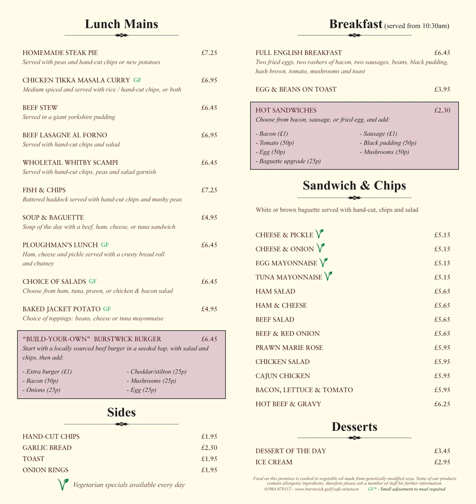 Lunch Menu