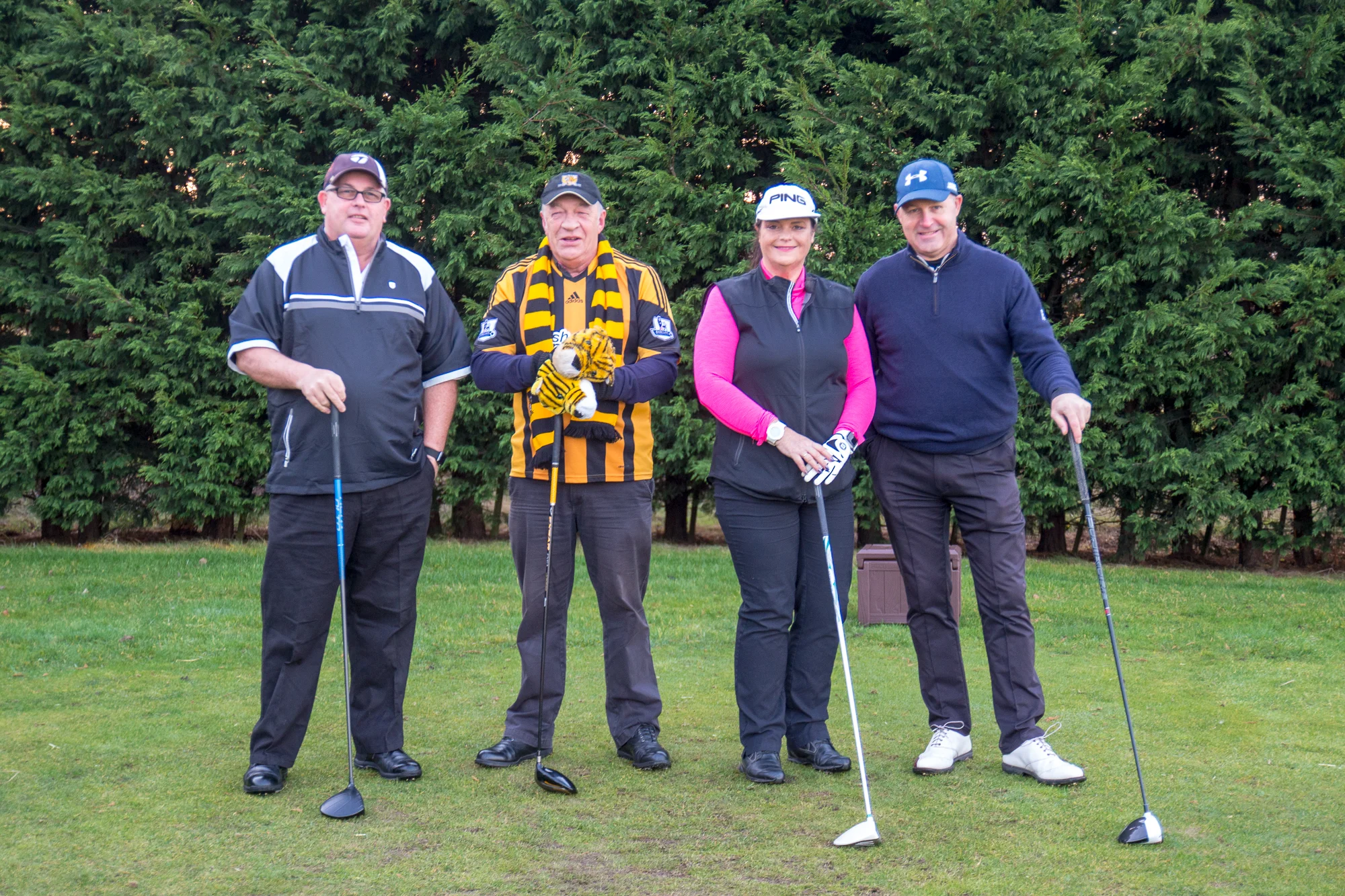 Captains Drive In - (left to right) Seniors’ Captain Steve Alger, Men’s Captain Tony Howard, Ladies’ Captain Sarah Leonard, Men’s Vice-Captain Dave Smith