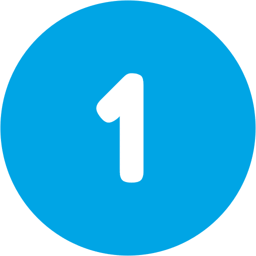 Blue circular icon with white number one in the center.