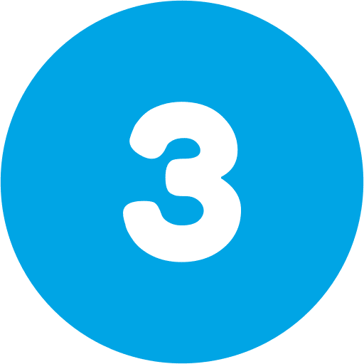 Blue circle with white number three in the center.