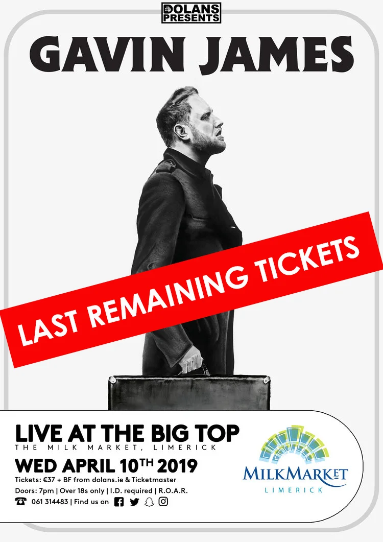 Last remaining tickets for Gavin James Live at Big Top 