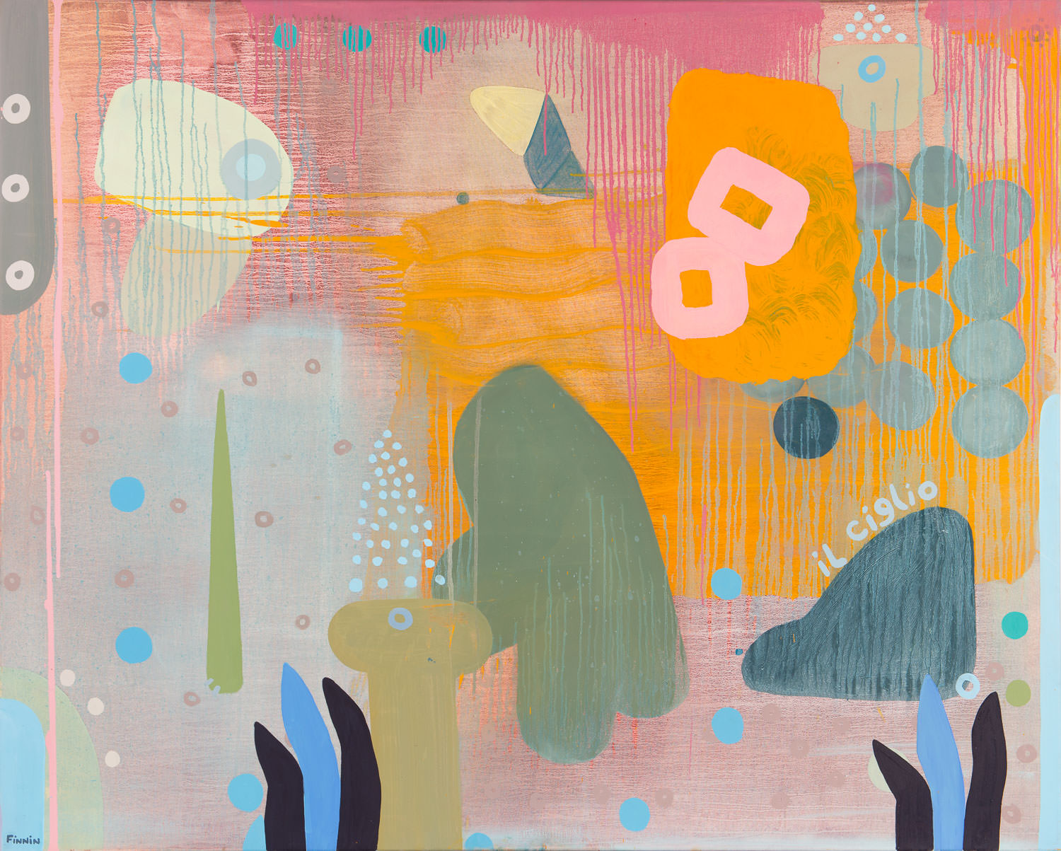 Low-Fat Pink Climbing an Olive Tree | oil on canvas | 120 x 150 cm
