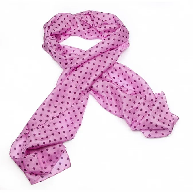 Spotty Silk Scarf - Pink & Purple