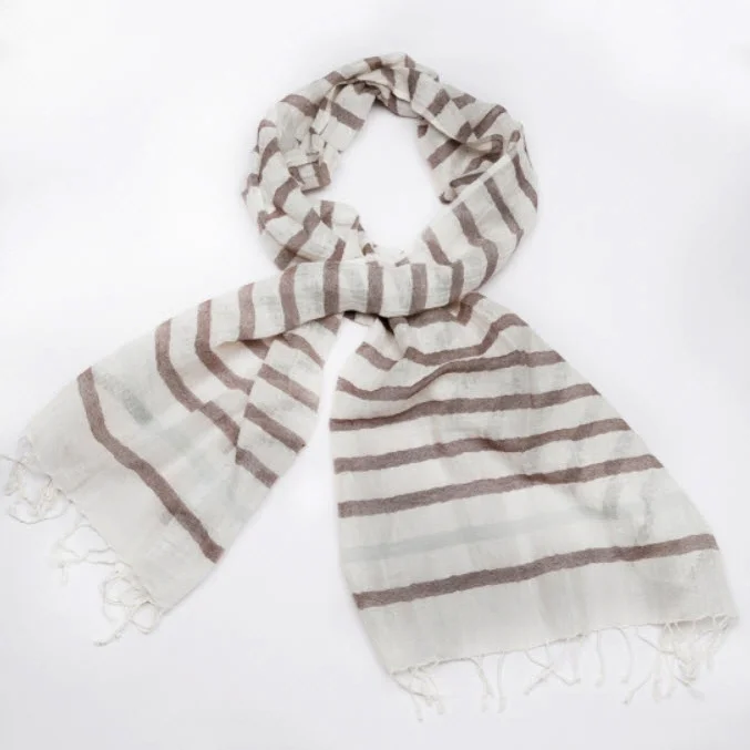 Striped Scarf - Mink & Green