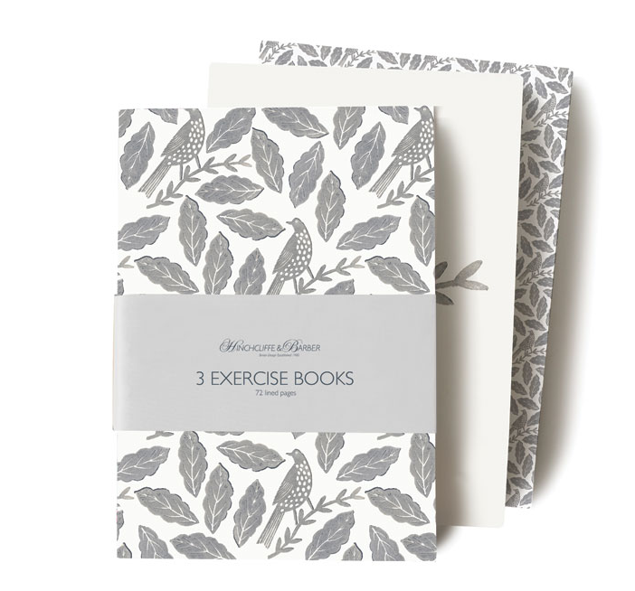 Songbird Grey Softback set of three exercise books.