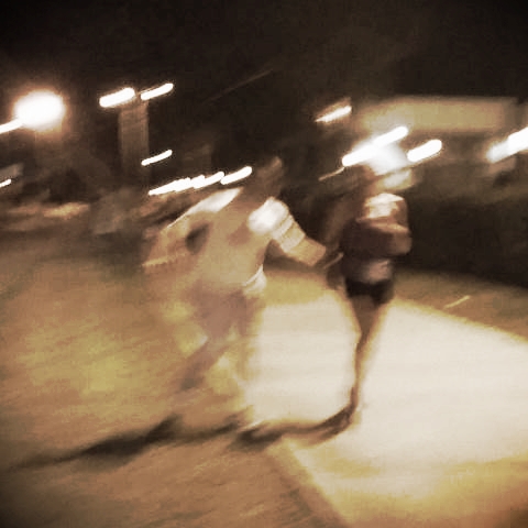 Ace giving me a low five in the dark.