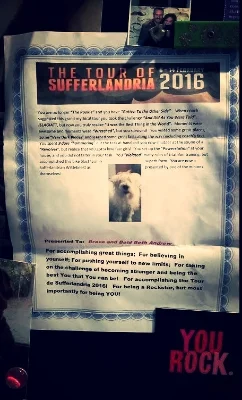 Proof of Suffering proudly displayed on my fridge.