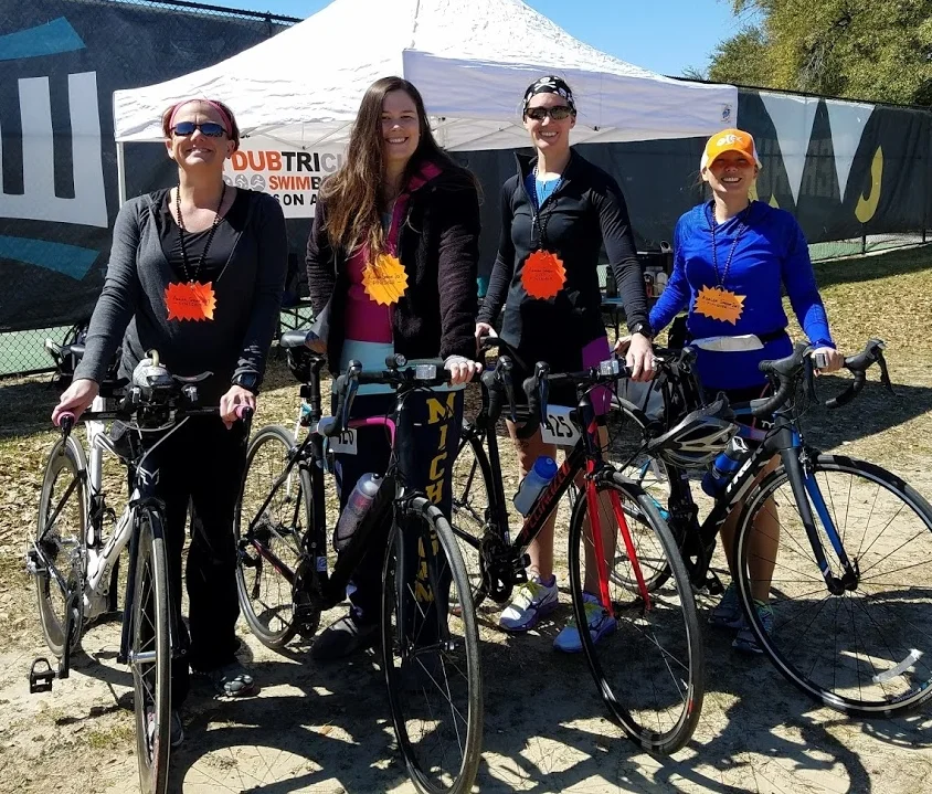 With my YDUBTRICLUB girls! Cassie, Maria and Tonya rocked out on the Azalea Tri in March 2017.