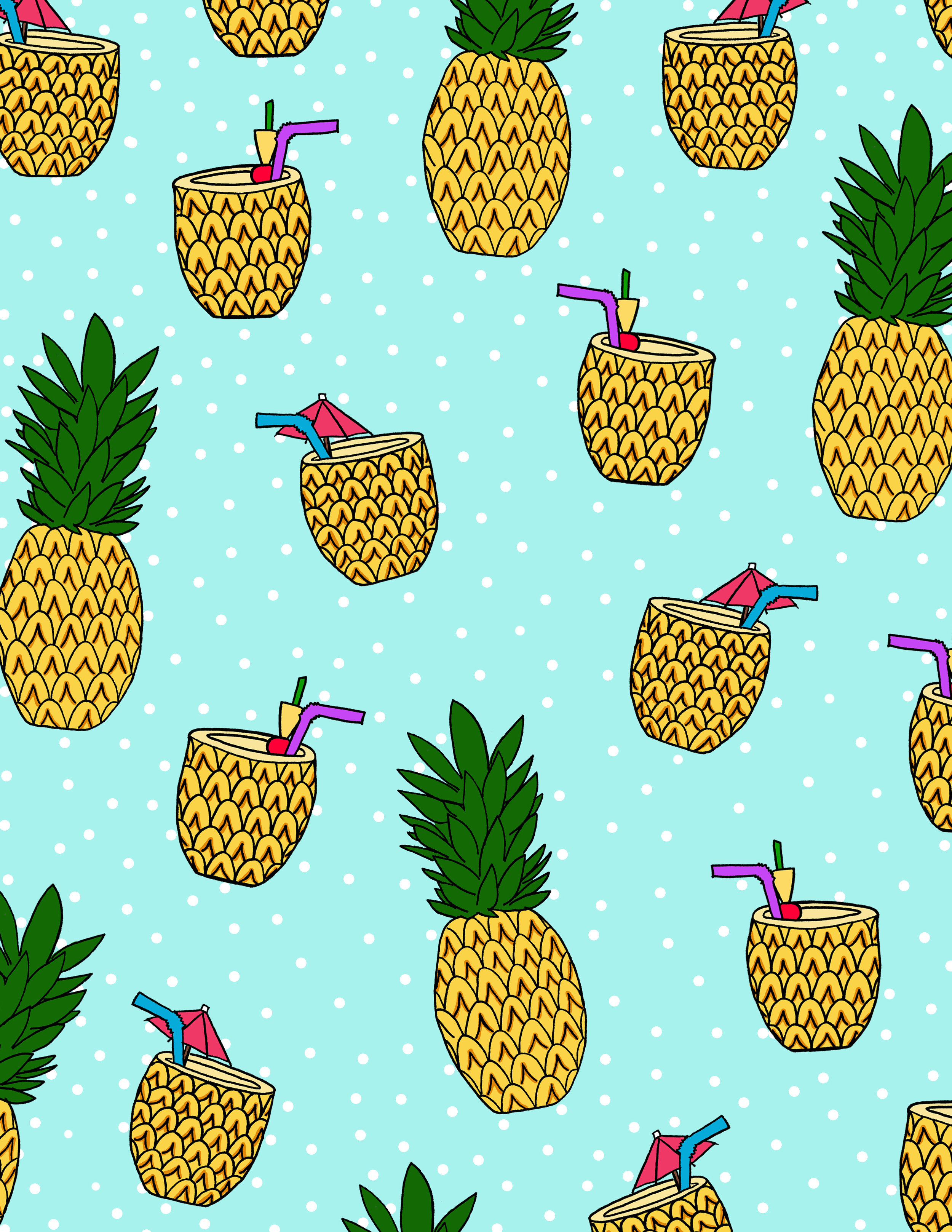 Pineapples and Drinks Pattern.jpg