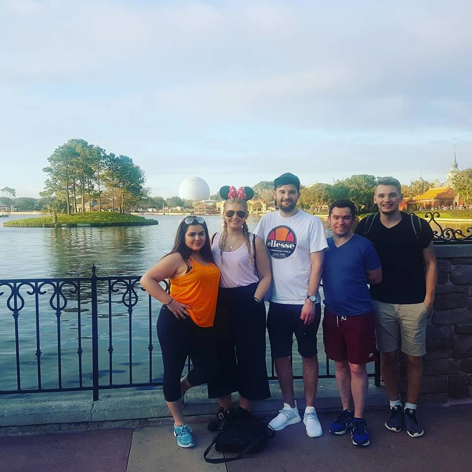 The one photo of the five of us at Epcot