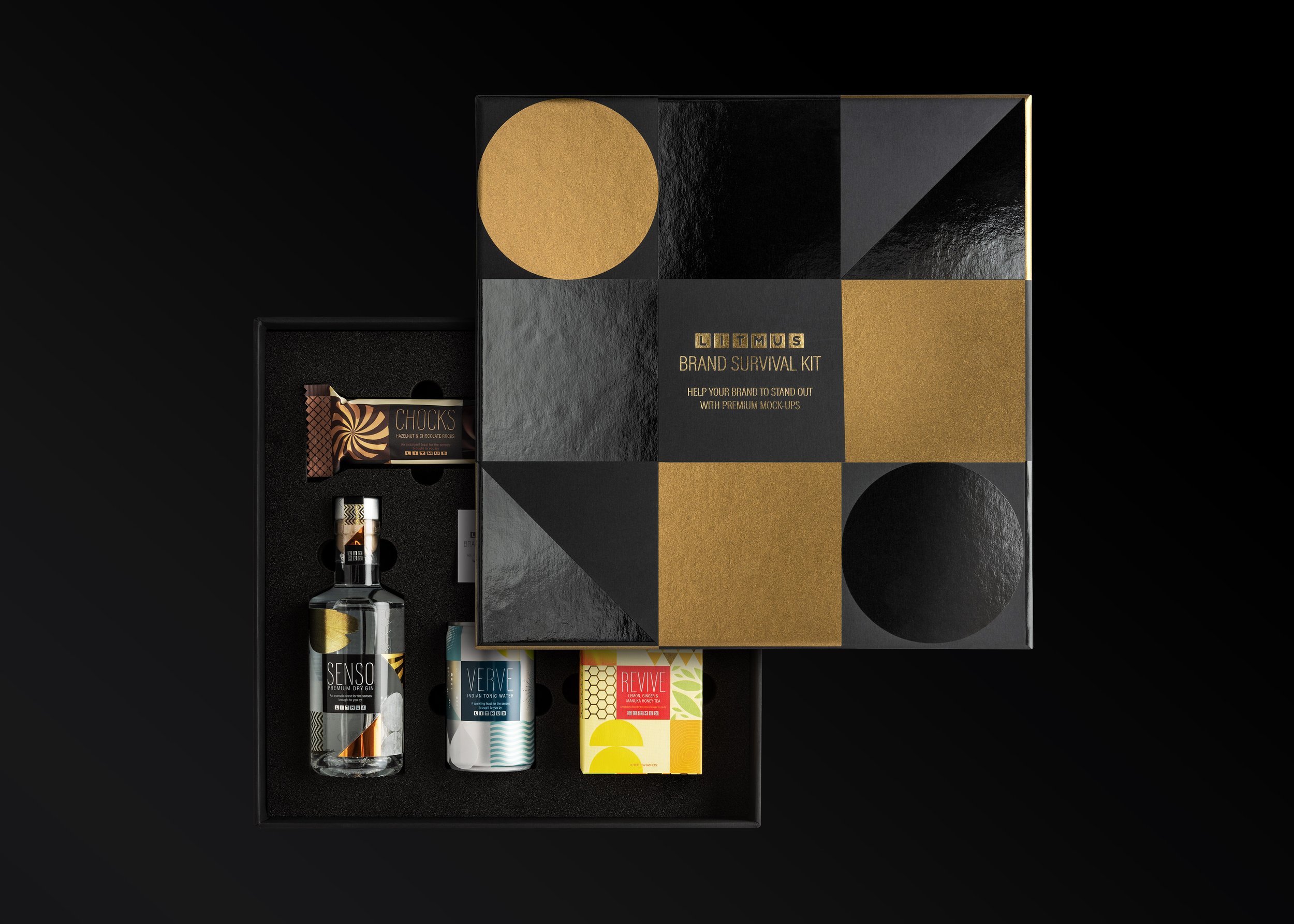 Litmus promotional brand survival kit mock-ups.