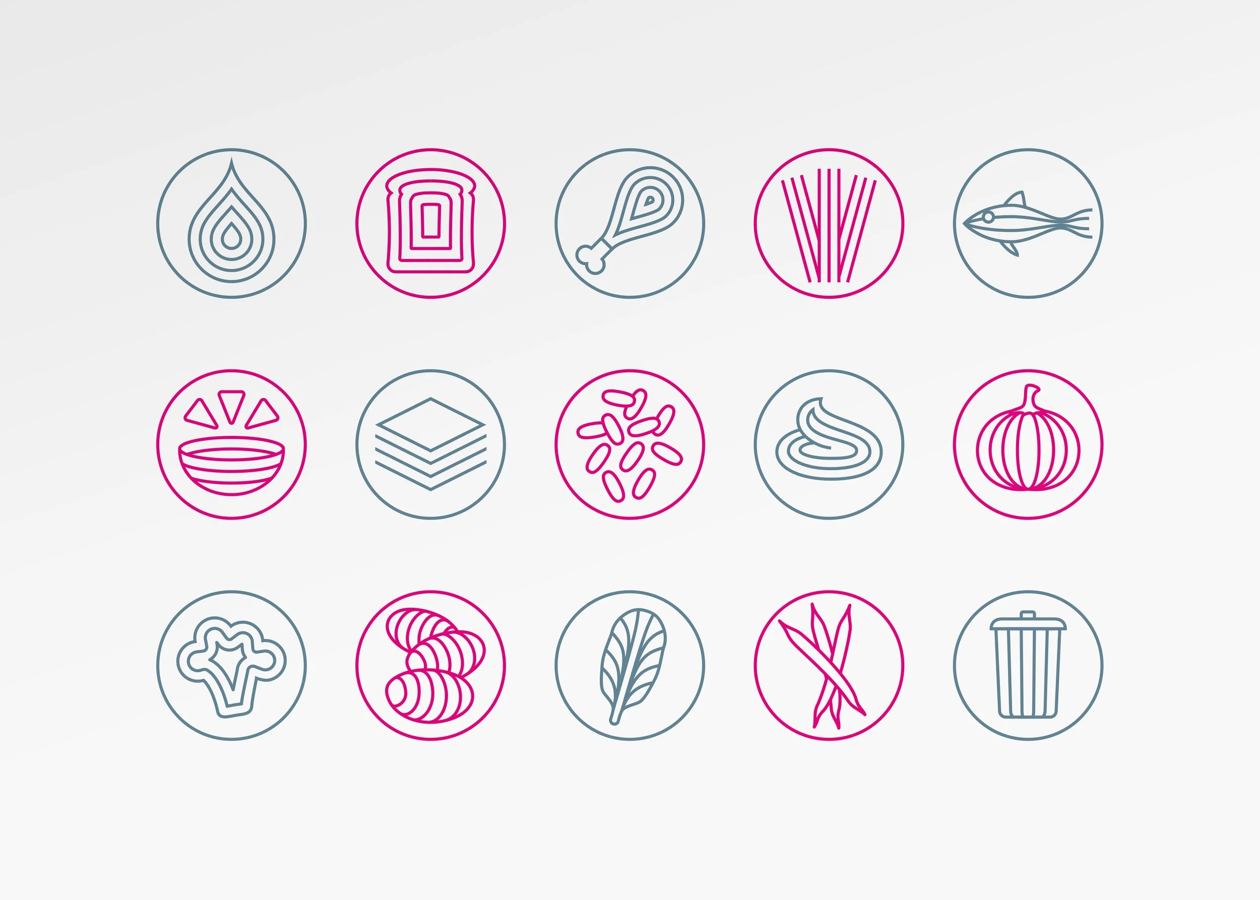 Chefs in Schools simple food icons for use across the various recipes.