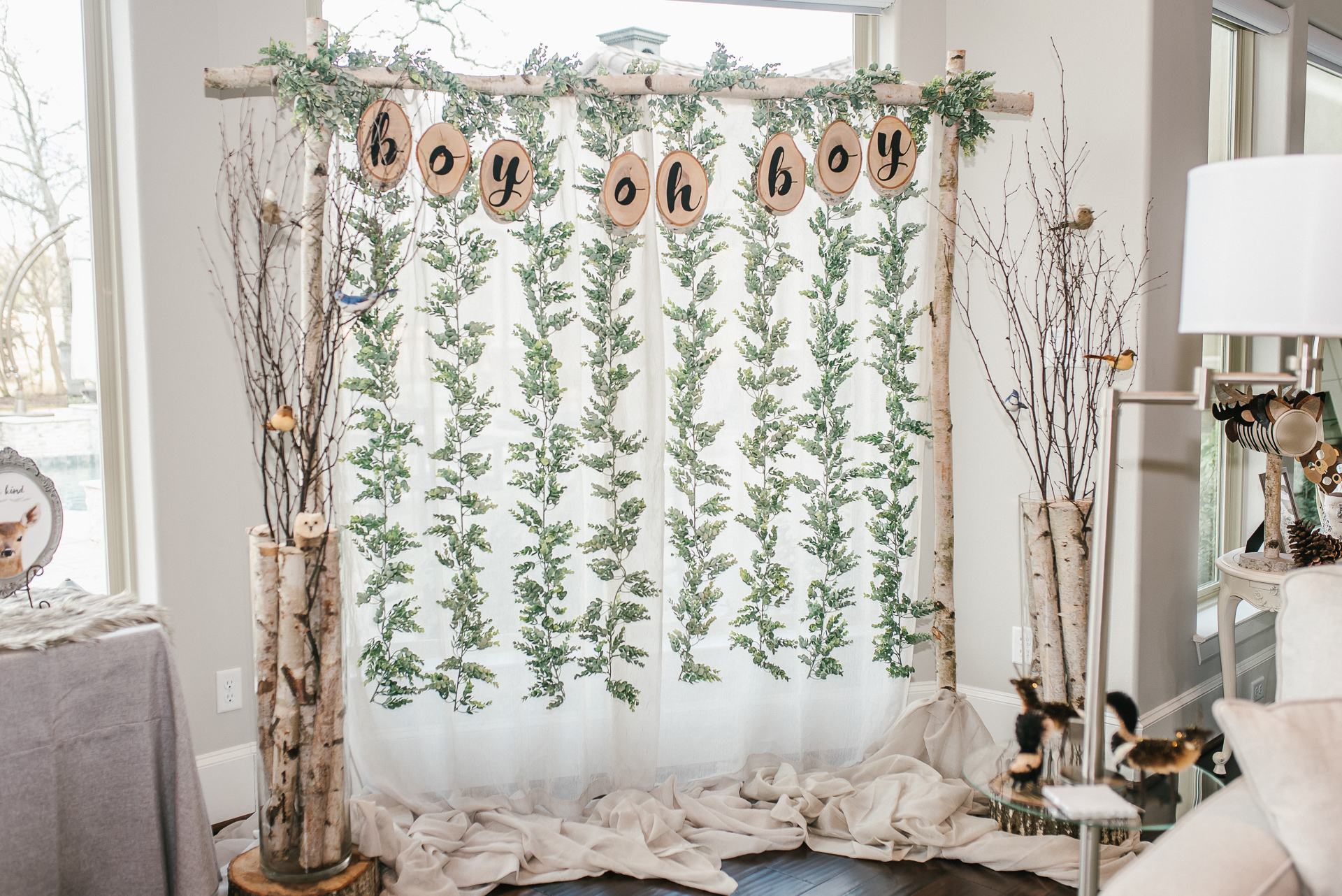 woodland baby shower backdrop