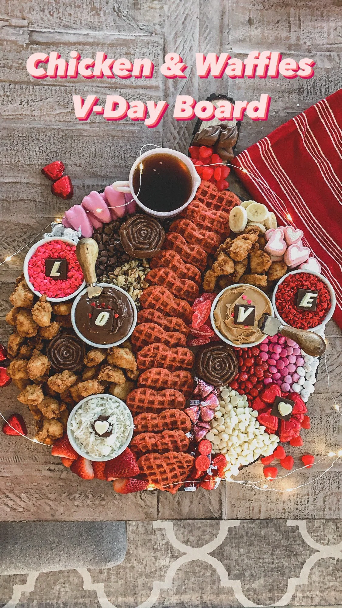 Valentine's Day Chicken &amp; Waffles Board