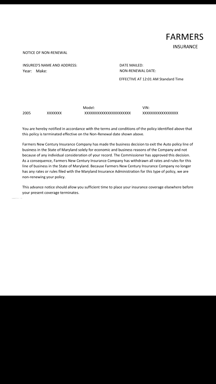 Attention: Farmers Non-renewal notices