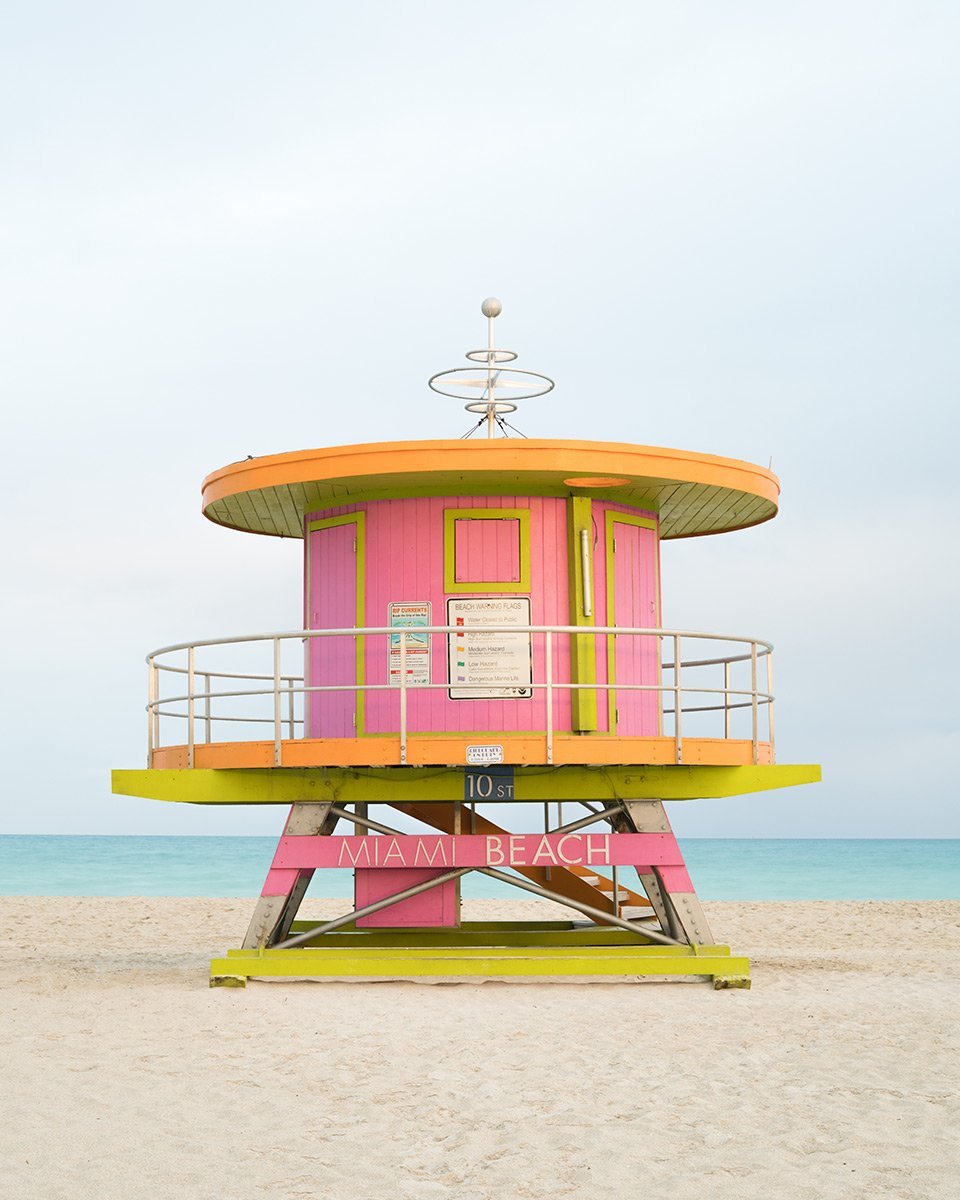 Miami's lifeguard tower photography by Tommy Kwak