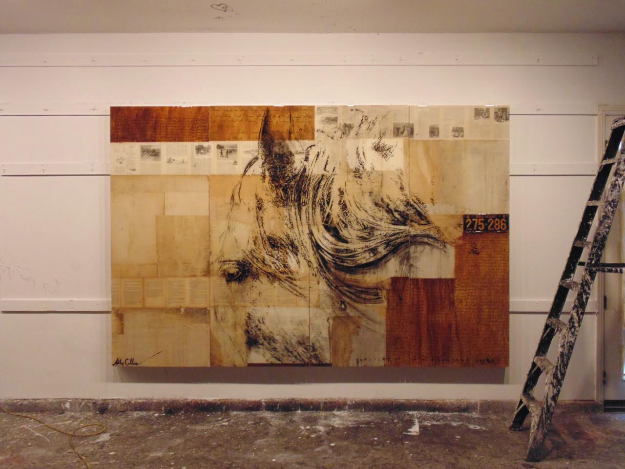 Knight , mixed media, oil, resin on panel, 5 x 7 feet view work here