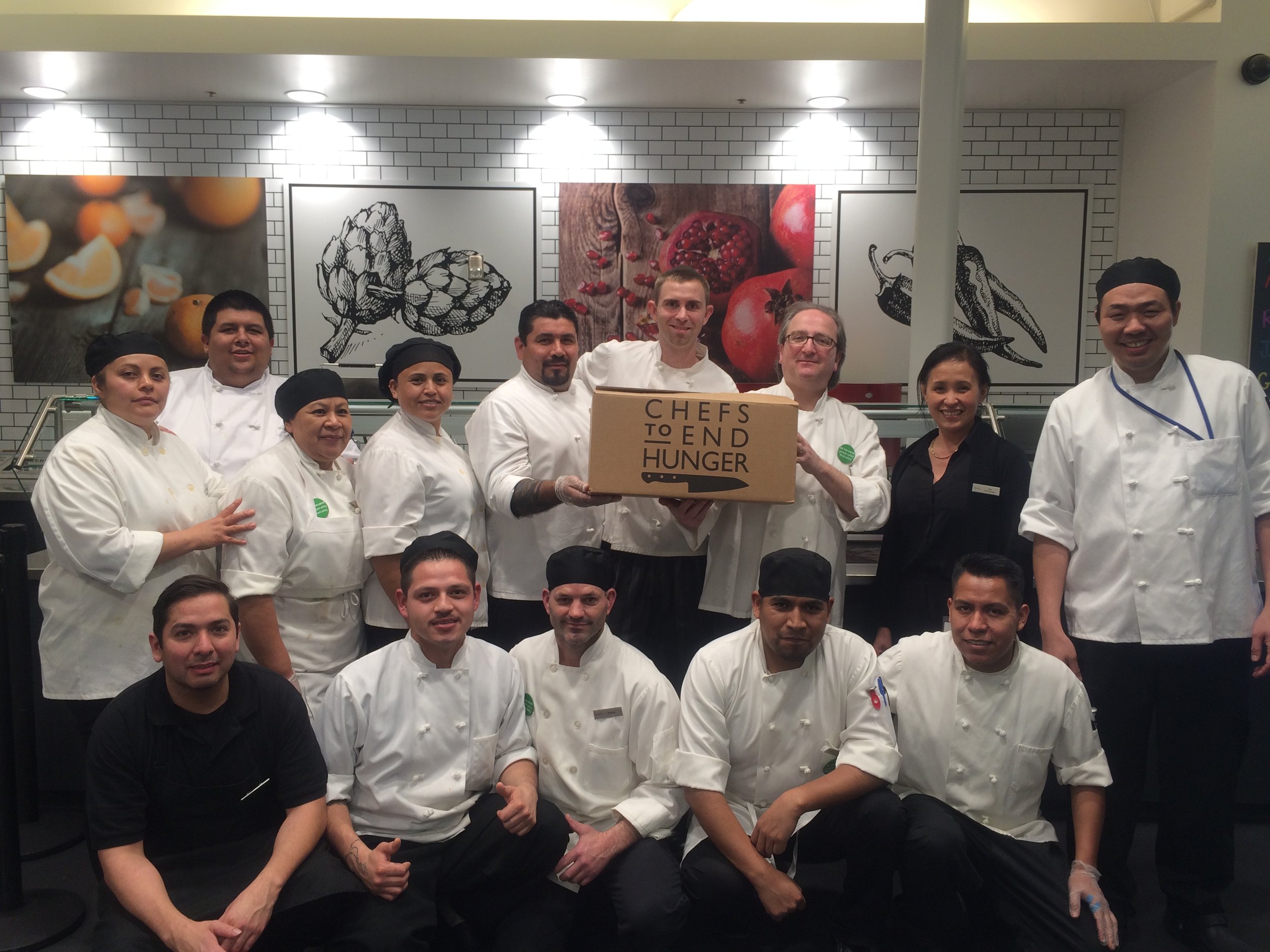 Chefs at Bon Appétit at SAP are showing their pride for Chefs to End Hunger by posing with a hunger kit.