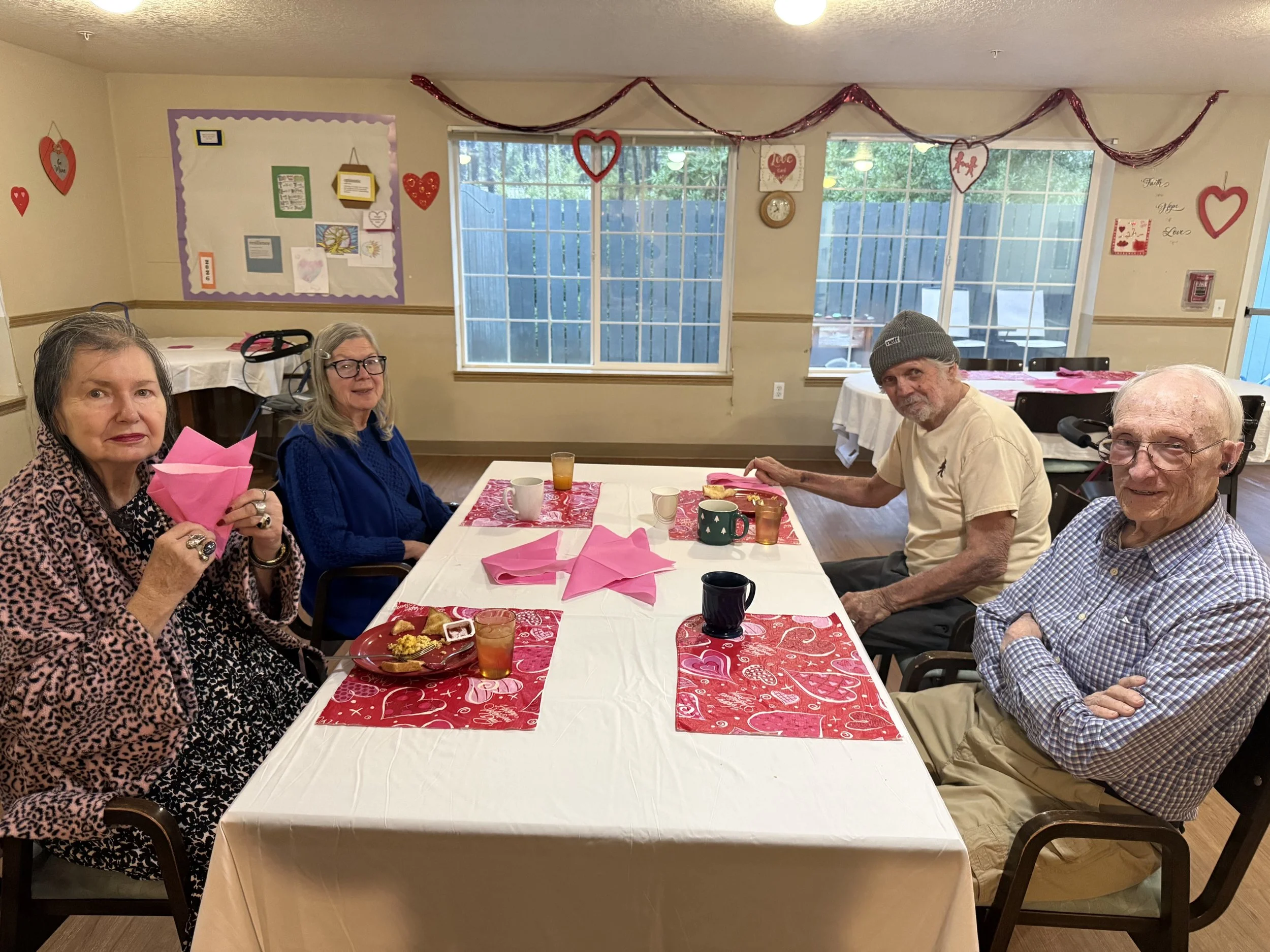 Four Residents enjoy a Valentine's Day Breakfast at New Friends of Florence