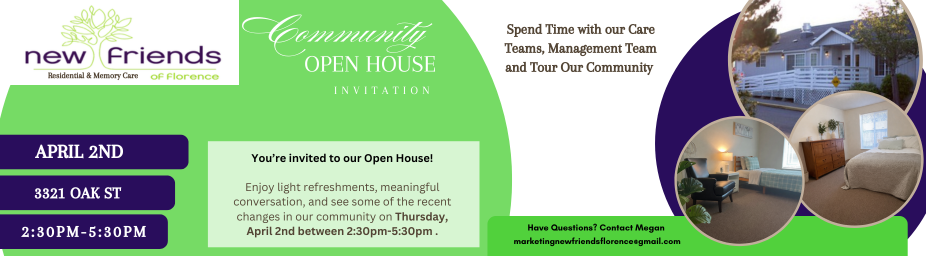 New Friends of Florence Open House Invitation April 2nd 2026 2:30pm-5:30pm