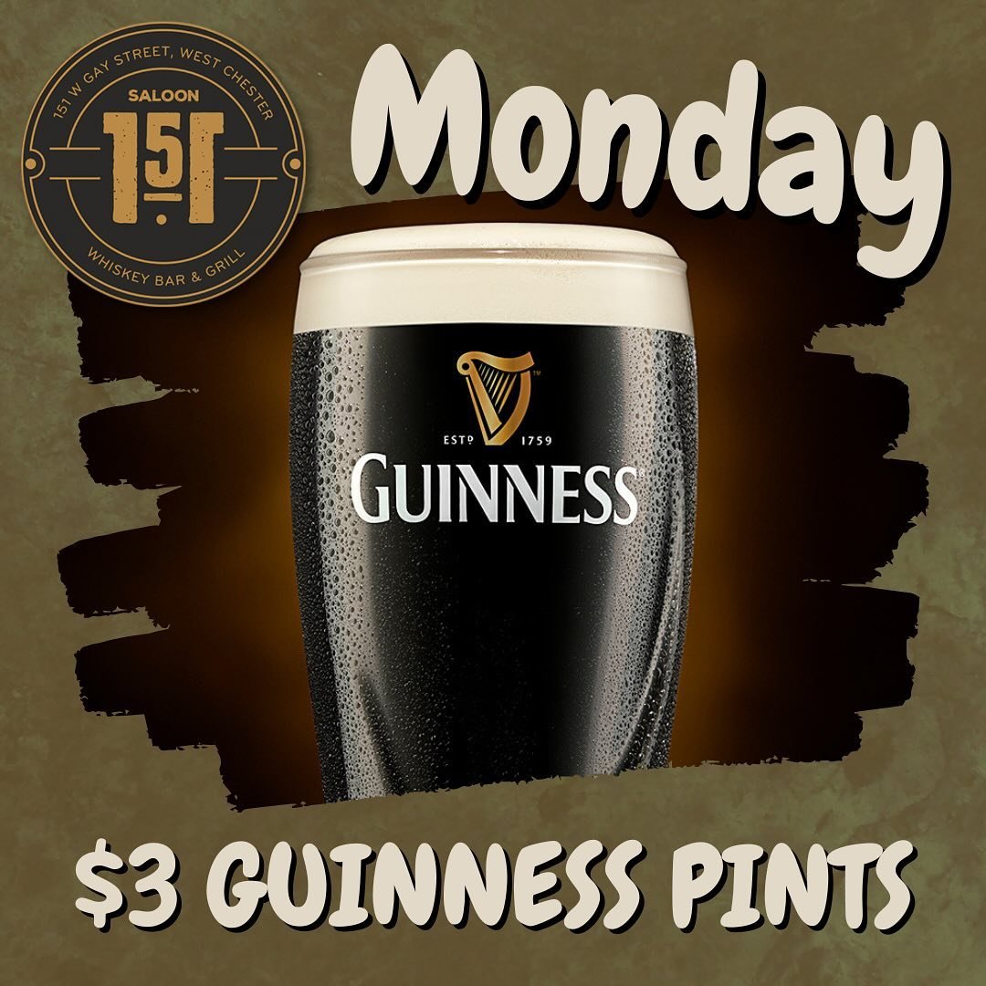 $3 Guinness Pints All Day, Every Monday! 🍔 All of our Burgers on the menu are discounted every Monday! Plus you can Build Your Own Burger starting at $9. &spades;️&hearts;️&clubs;️&diams;️All In Mondays! Free Weekly Poker Tonight! Sign-ups at 7:30pm