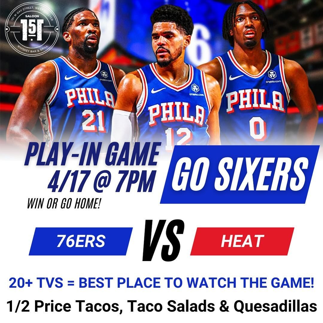 🏀 TONIGHT! The 76ers and Heat will duke it out in the 2024 NBA Play-In Tournament for a chance at being the Eastern Conference&rsquo;s 7th seed in the NBA playoffs. Come root on the SIXERS in the best place in town to watch the game! #sixers #nba #p