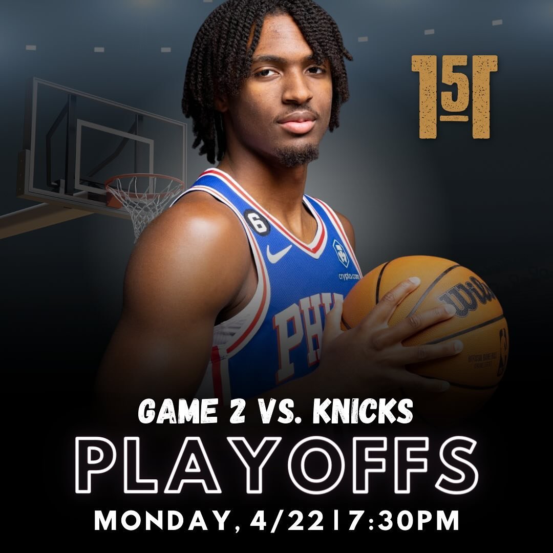 🏀 Game 2 Tonight - Sixers vs. Knicks at 7:30pm. $3 Guinness Pints All Day, Every Monday! 🍔 All of our Burgers on the menu are discounted every Monday! Plus you can Build Your Own Burger starting at $9. &spades;️&hearts;️&clubs;️&diams;️All In Monda