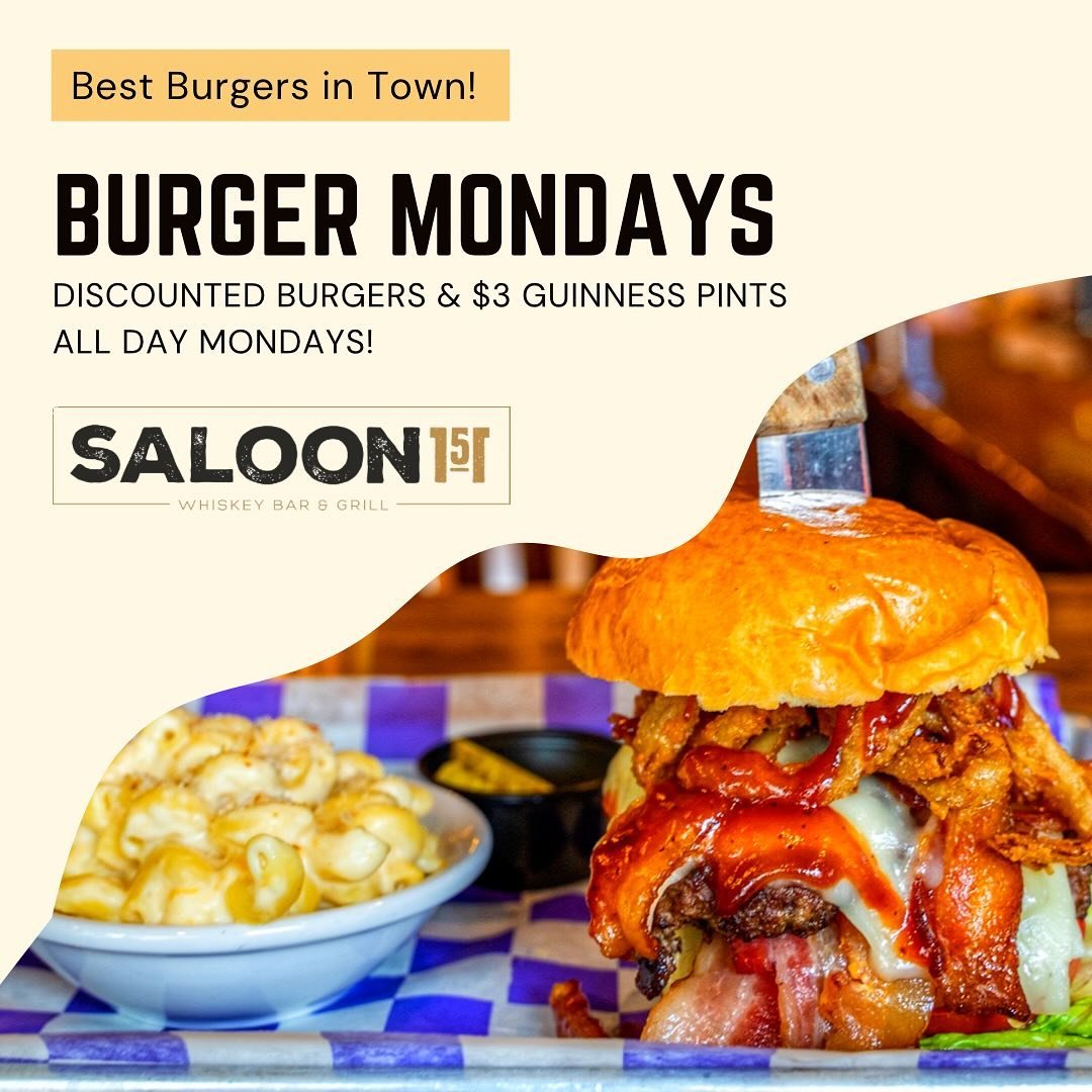 🍔 All of our Burgers on the menu are discounted every Monday! Plus you can Build Your Own Burger starting at $9. &spades;️&hearts;️&clubs;️&diams;️All In Mondays! Free Weekly Poker Tonight! Sign-ups at 7:30pm! $3 Guinness Pints All Day! #burger #pok