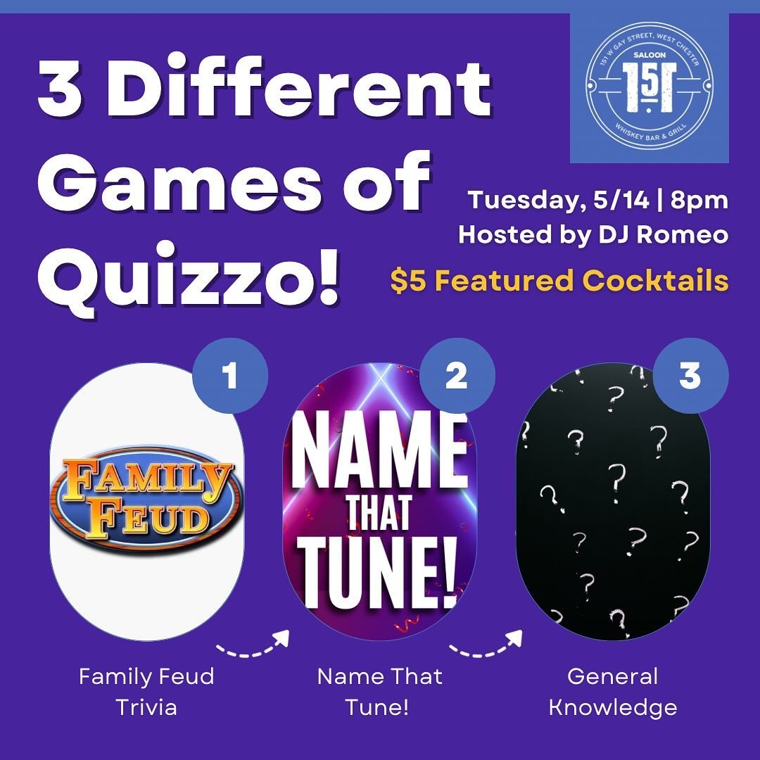 Want to win tickets to the Phillies game on Sunday, 5/19? Come play Quizzo TONIGHT! 🤓 Test your knowledge each week on 3 different games of trivia. Themes this week: Family Feud, Name That Tune &amp; and a General Knowledge game (winner of this game
