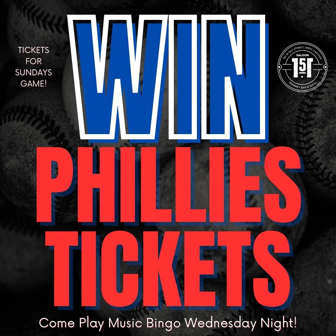 ⚾️ WIN Phillies tickets to Sundays game (5/19) tonight! Weekly Music Bingo starts up at 9pm 🎵 5 chances to win a gift card! 🌮 1/2 price tacos, taco salads &amp; quesadillas ALL DAY! #westchesterpa #downtownwestchesterpa #wcupa #wcuofpa #westchester
