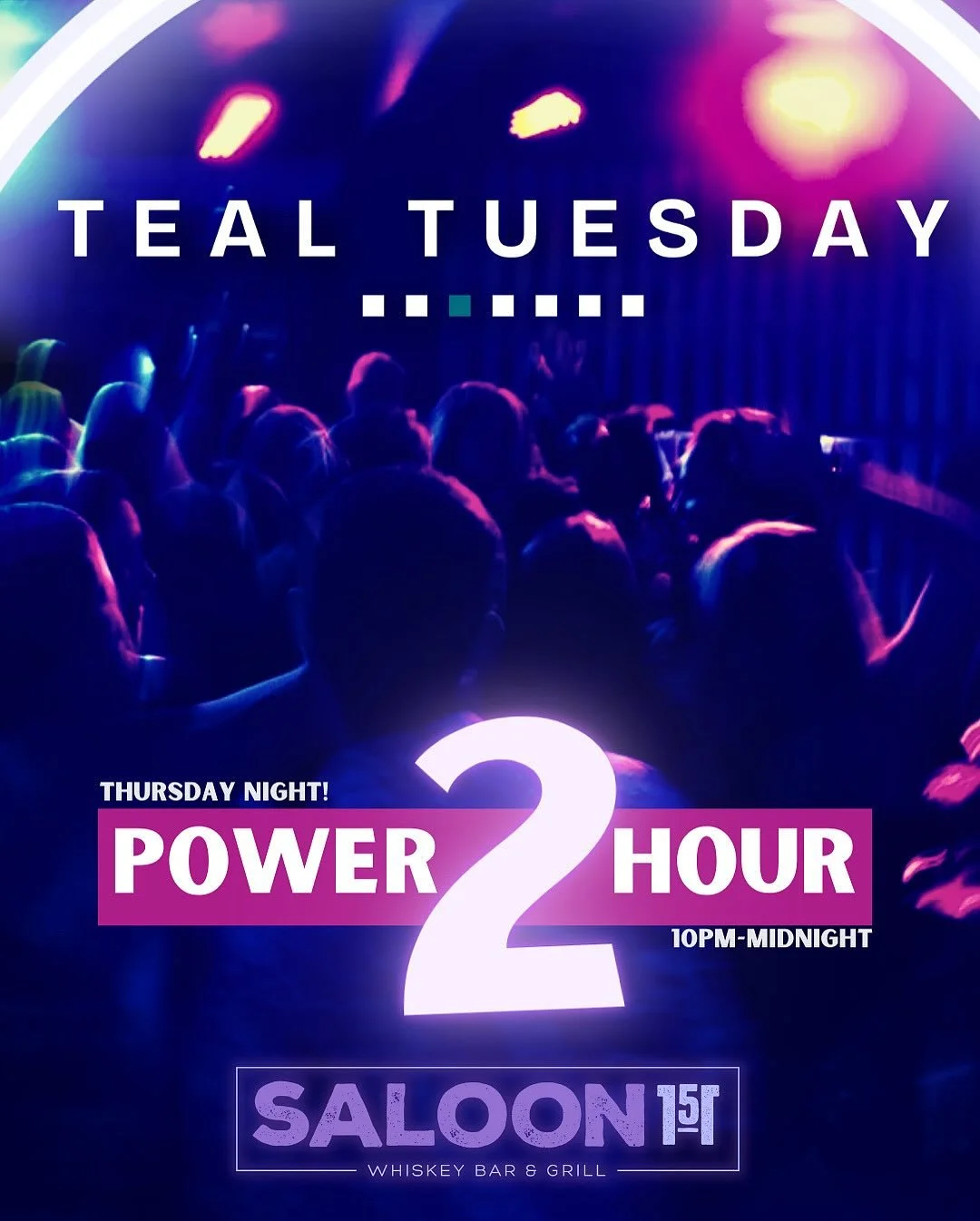 🎶✨ It’s POWER2HOUR with DJ Teal Tuesday! ✨🎶
🔥 Dance floor vibes all night
🔥 Power 2 Hour specials from 10PM–Midnight
🔥 The perfect way to get your Thursday night rolling!
 😋 10 Wings for $8 – all day, every Thursday! Choose fr