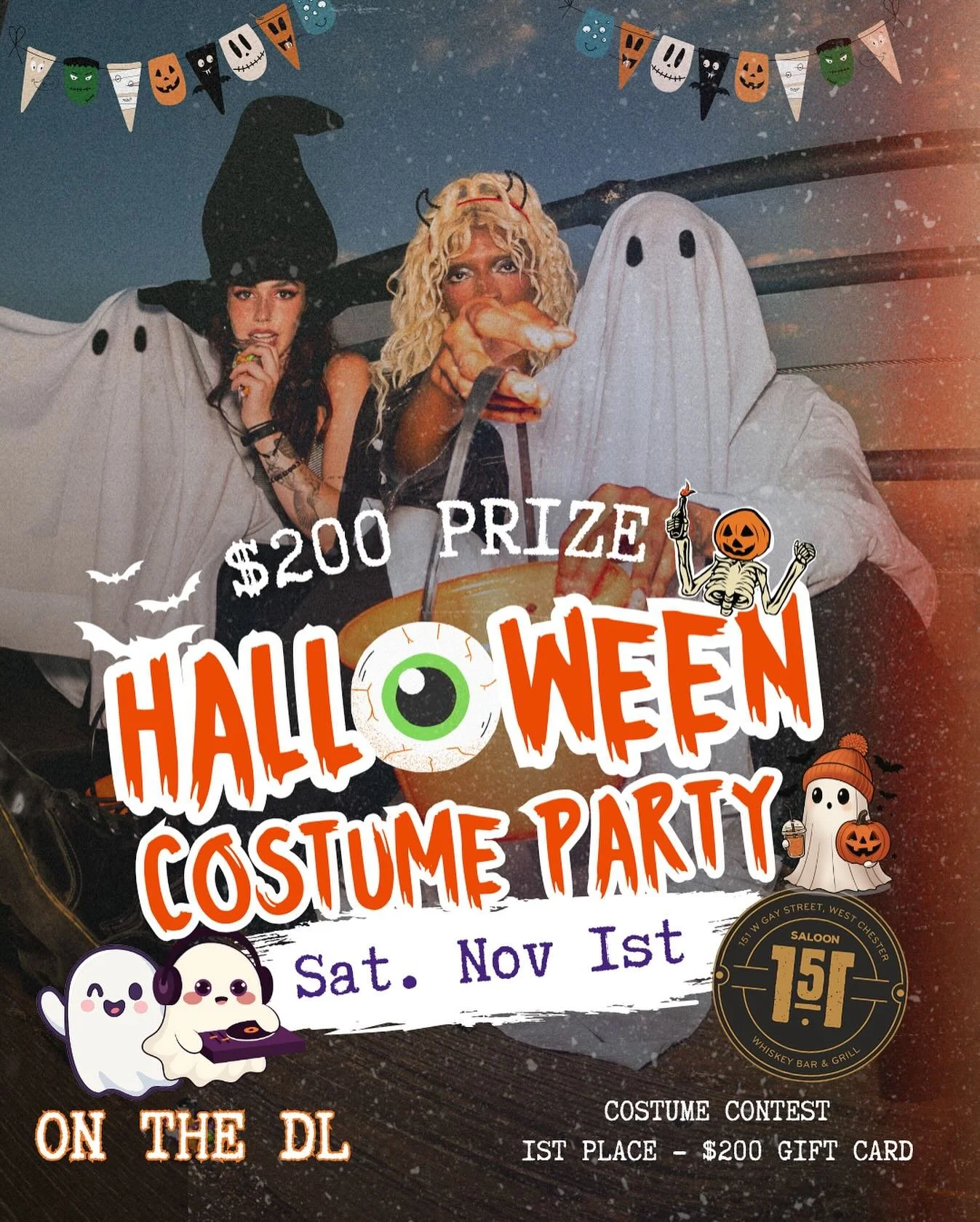 👻 Halloween isn&rsquo;t done yet, West Chester!
Round 2 is going down at Saloon 151 tonight, Nov 1st 💀

🎶 ON THE DL bringing the beats
💰 $200 Costume Contest &mdash; 1st Place takes the prize
🍹 Killer cocktails, spooky vibes, and all treats, no 