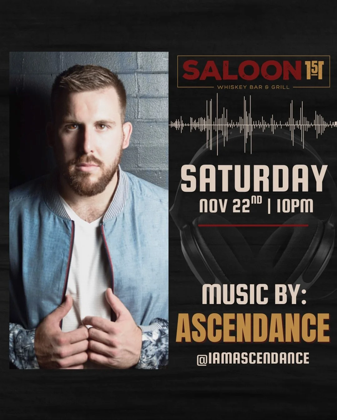 Happy Saturday 🪩 @iamascendance 🎧 spinning late-night vibes 10PM&ndash;2AM &mdash; the party starts and ends here! Come enjoy $4 Modelos all day &amp; some great chef specials all weekend 😋 

📍 151 W Gay Street &middot; West Chester, PA
#Saloon15
