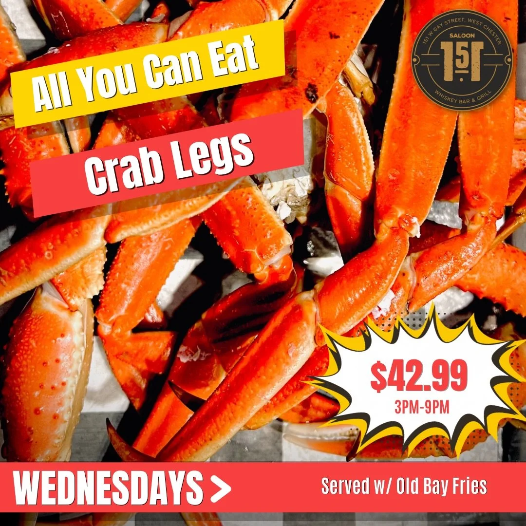 🦀 AYCE CRAB LEGS - 3pm-9pm 🎵 Music Bingo - 8pm | Hosted by DJ Verde
🥃 It&rsquo;s Whiskey Wednesday 🍺 $5 Stella Drafts All Day
🌮 1/2 Price Tacos, Taco Salads &amp; Quesadillas
🪣 5 for $25 Buckets of Sun Cruiser Iced Tea Vodkas (8pm-11pm) 
#westc