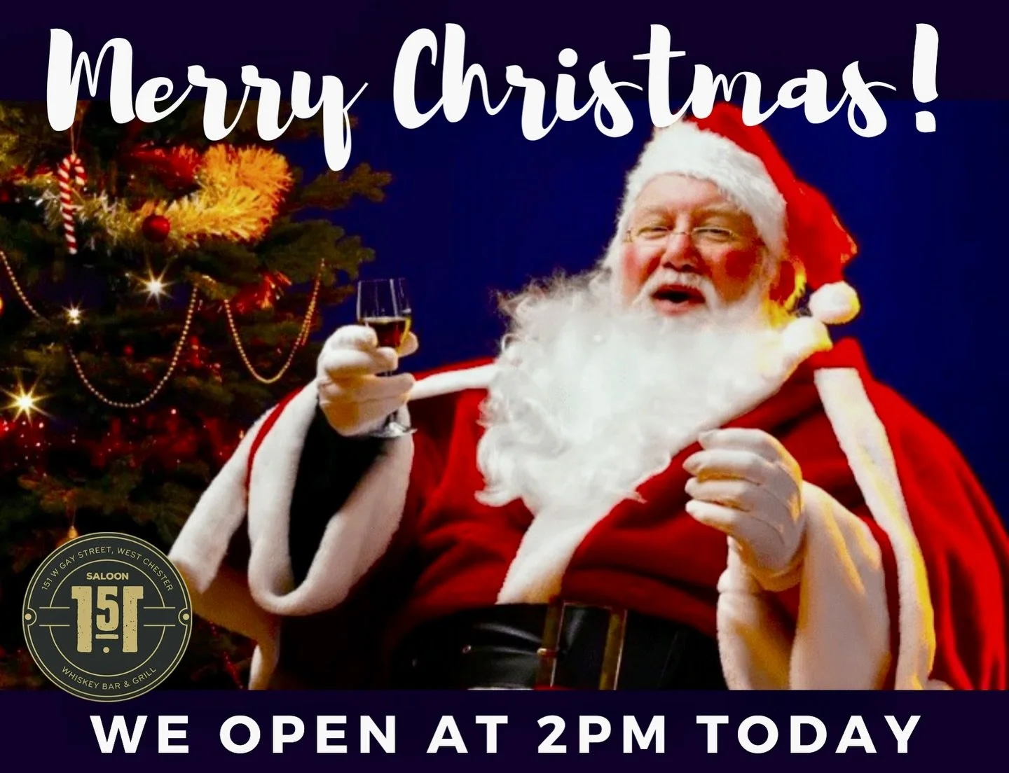 Merry Christmas 🎁 Bar OPENS at 2pm! Limited menu until 8pm. Come have a drink with us 🎄