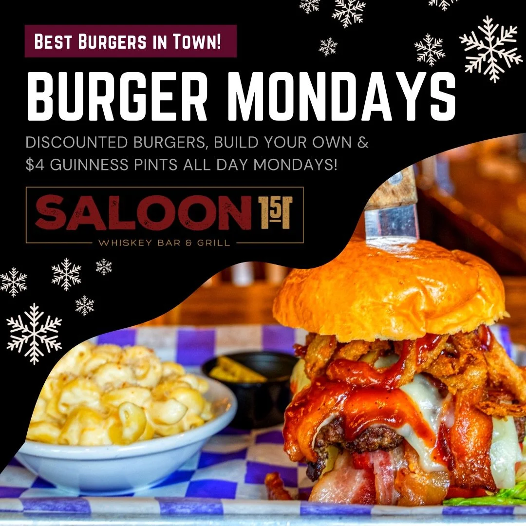 🍔 Burger Monday &ndash; Every burger on our menu is discounted, or Build Your Own Burger starting at just $9! Stack it up just the way you like it.

&spades;️&hearts;️&clubs;️&diams;️ All In Mondays &ndash; Free Weekly Poker Night!
🃏 Sign-ups start